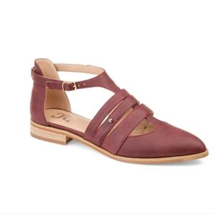 Journee Collection Jemy Strappy Flat Maroon Burgundy Women's 12